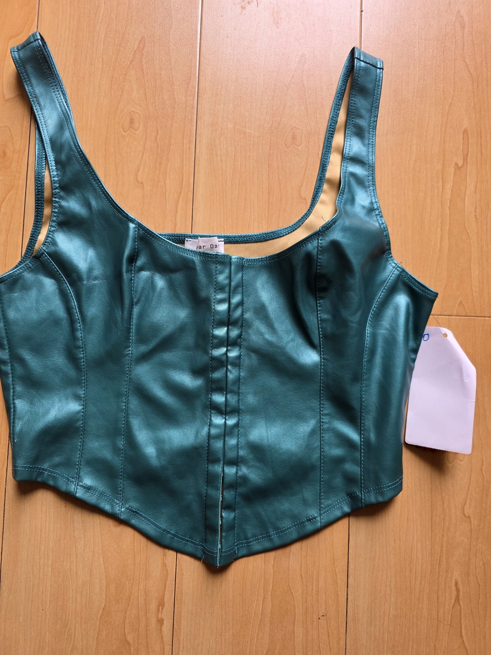 Teal Faux Leather Corset Top